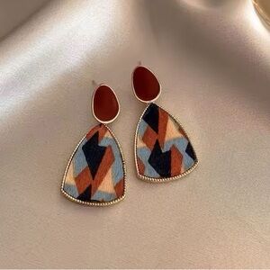 Blue and red Geometric stud earrings for women